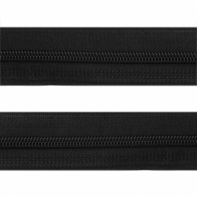 Рулонная молния с покрытием PVC спираль тип 3 (упак.270м) -черная с полосой СВО - купить в Барнауле. Цена: 12.74 руб.