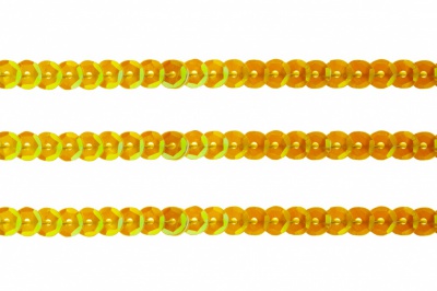 Пайетки "ОмТекс" на нитях, CREAM, 6 мм С / упак.73+/-1м, цв. 92 - золото - купить в Барнауле. Цена: 484.77 руб.