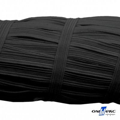 Резиновые нити с текстильным покрытием, шир. 6 мм (55 м/уп), цв.-черный - купить в Барнауле. Цена: 210.75 руб.