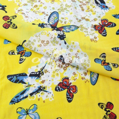 Плательная ткань "Софи" 7.2, 75 гр/м2, шир.150 см, принт бабочки - купить в Барнауле. Цена 236.56 руб.