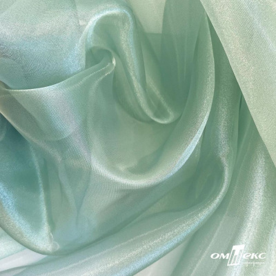 Ткань органза, 100% полиэстр, 28г/м2, шир. 150 см, цв. #104 светло-зеленый - купить в Барнауле. Цена 86.24 руб.