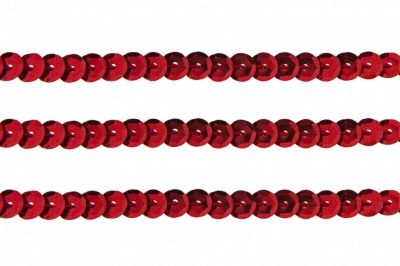 Пайетки "ОмТекс" на нитях, SILVER-BASE, 6 мм С / упак.73+/-1м, цв. 3 - красный - купить в Барнауле. Цена: 468.37 руб.