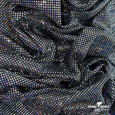 Трикотажное полотно голограмма, шир.140 см, #601-хамелеон чёрный - купить в Барнауле. Цена 452.76 руб.