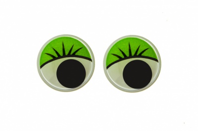 Глазки для игрушек, круглые, с бегающими зрачками, 15 мм/упак.50+/-2 шт, цв. -зеленый - купить в Барнауле. Цена: 113.01 руб.