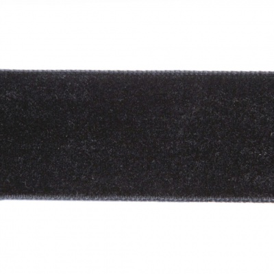 Лента бархатная нейлон, шир.25 мм, (упак. 45,7м), цв.03-черный - купить в Барнауле. Цена: 800.84 руб.