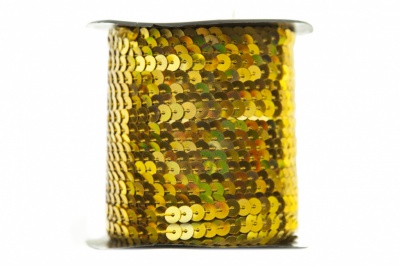 Пайетки "ОмТекс" на нитях, SILVER SHINING, 6 мм F / упак.91+/-1м, цв. 48 - золото - купить в Барнауле. Цена: 356.19 руб.