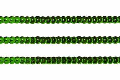 Пайетки "ОмТекс" на нитях, SILVER-BASE, 6 мм С / упак.73+/-1м, цв. 4 - зеленый - купить в Барнауле. Цена: 484.77 руб.